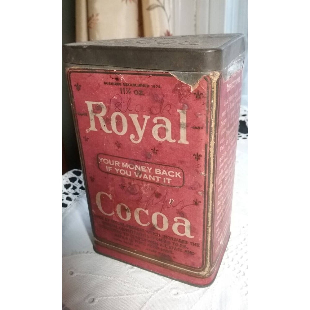 Antique Royal Cocoa Tin Red  Label 11 1/2 oz